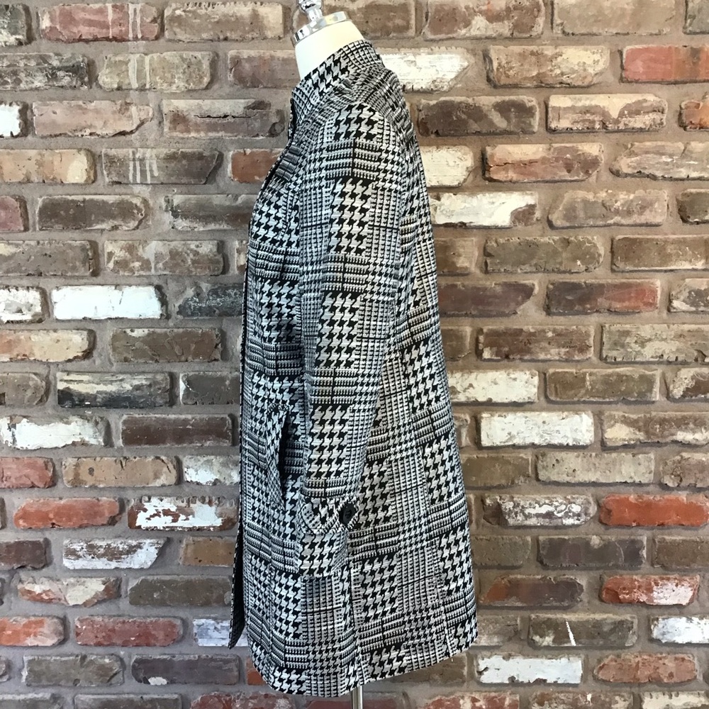 ALEX MARIE Women's Black Silver Gray Houndstooth Longline Blazer Coat 10 - Picture 4 of 8
